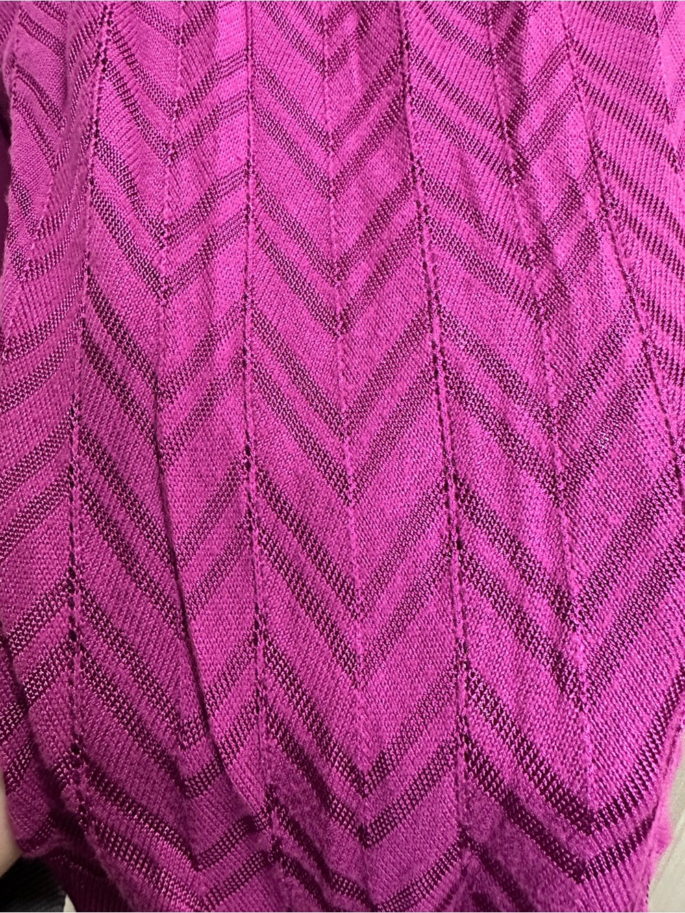 White House Black Market Chevron Knit Top in Magenta Size XS 3/4 Dolman Sleeves - Picture 6 of 13